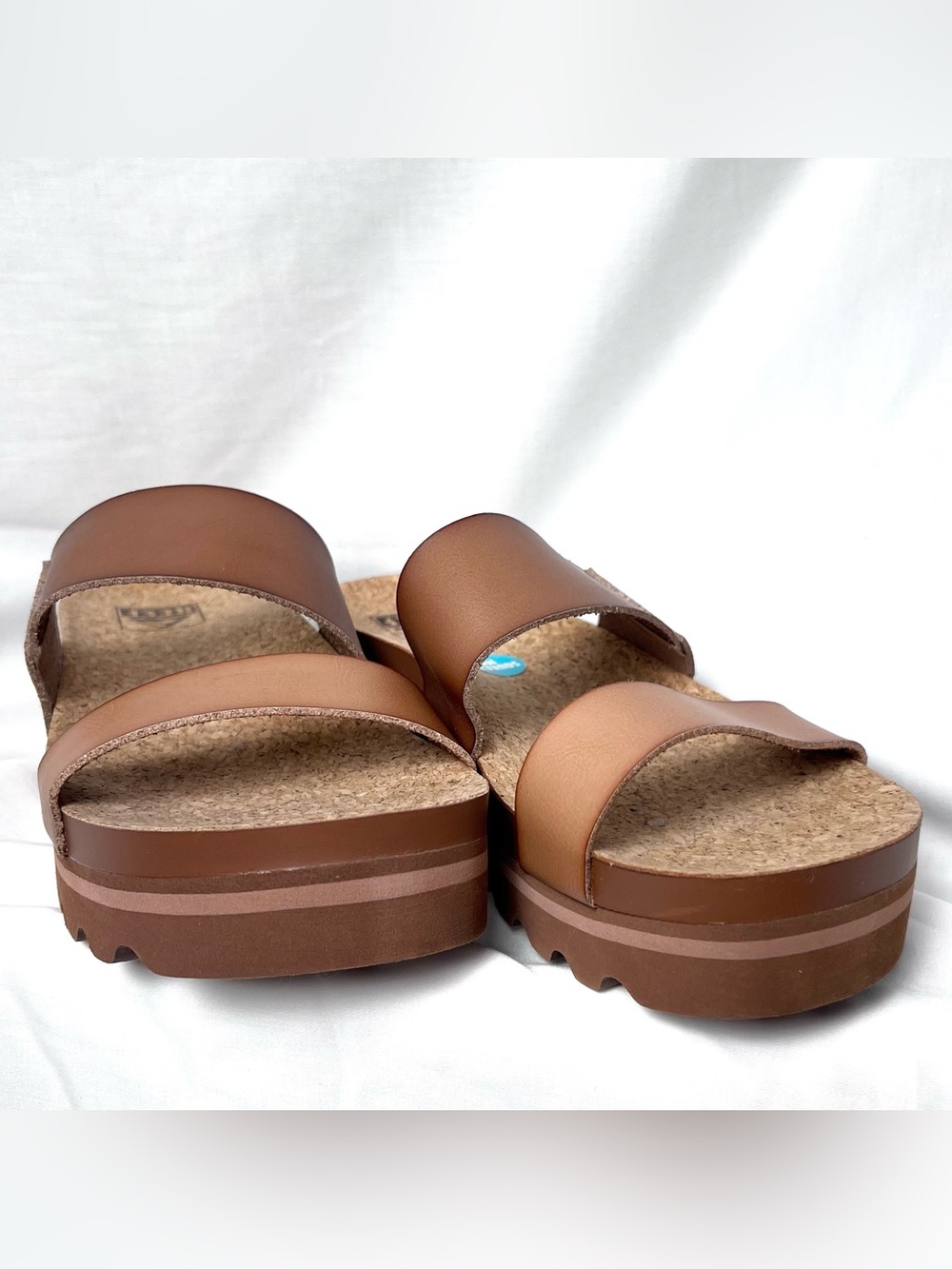 Reef Women's Cushion Vista Hi Brown Double-Strap Platform Slide Sandals - Picture 5 of 8